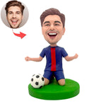 Benutzerdefinierter Wackelkopf mit glücklichem Fußballspieler