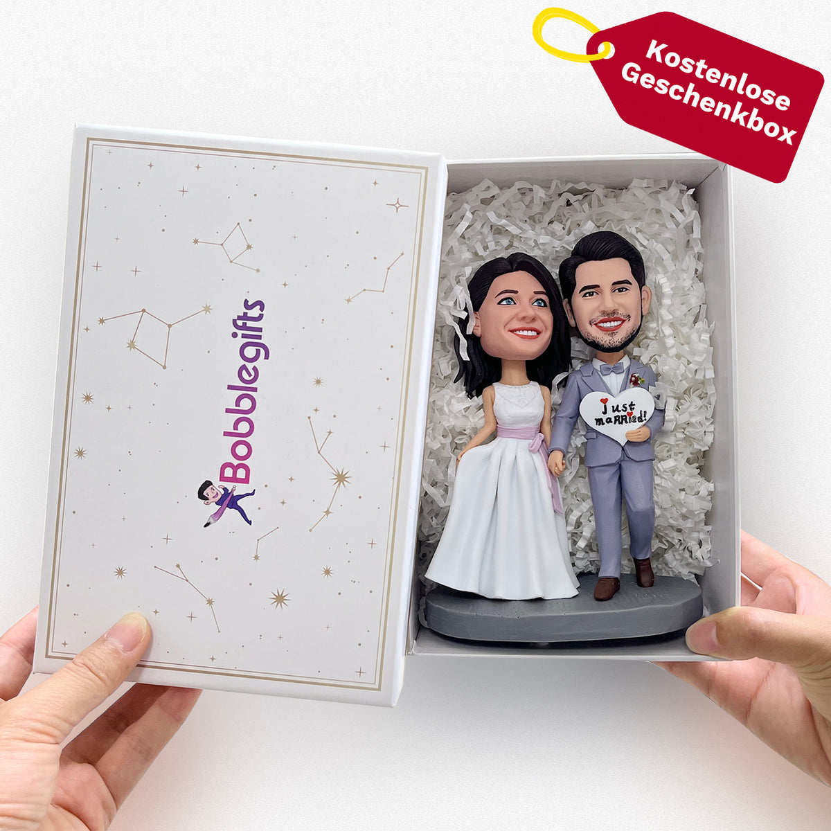 Benutzerdefinierte Wackelkopf-Hochzeitstorte-Topper