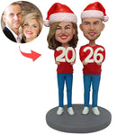 Frohes Neues Jahr Weihnachtsgeschenk Custom Paar Bobblehead