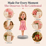 Custom Girl Bobbleheads with Pink Plaid Dress