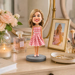Custom Girl Bobbleheads with Pink Plaid Dress