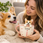 Personalisierte Kaffeetasse für Hund & Katze mit handgefertigter Tierfigur
