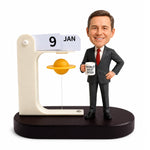 Personalisierter Schreibtischkalender für den Chef mit individueller Wackelkopf-Figur