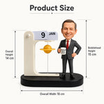 Personalisierter Schreibtischkalender für den Chef mit individueller Wackelkopf-Figur