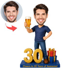 Individuelle personalisierte Wackelkopfpuppe zum 30. Geburtstag