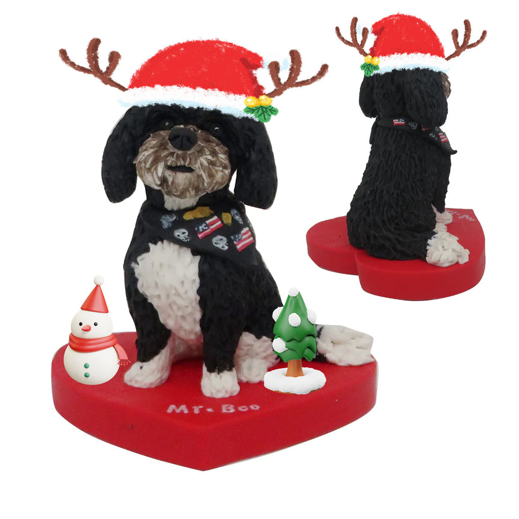 Individueller Hunde-Wackelkopf mit Weihnachtsmütze