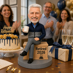 Individueller Ruhestands-Wackelkopf mit Kaffeetasse