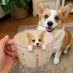 Personalisierte Kaffeetasse für Hund & Katze mit handgefertigter Tierfigur