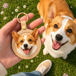 Personalisierter Leder-Schlüsselanhänger & Taschenanhänger mit Hundefoto