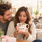 Personalisierte Kaffeetasse für zwei Haustiere mit handgefertigten Haustierfiguren