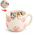 Personalisierte Kaffeetasse für zwei Haustiere mit handgefertigten Haustierfiguren