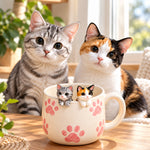 Personalisierte Kaffeetasse für zwei Haustiere mit handgefertigten Haustierfiguren
