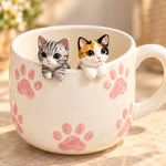 Personalisierte Kaffeetasse für zwei Haustiere mit handgefertigten Haustierfiguren