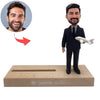 Custom Captain Bobblehead -Kartenhalter mit Flugzeugmodell